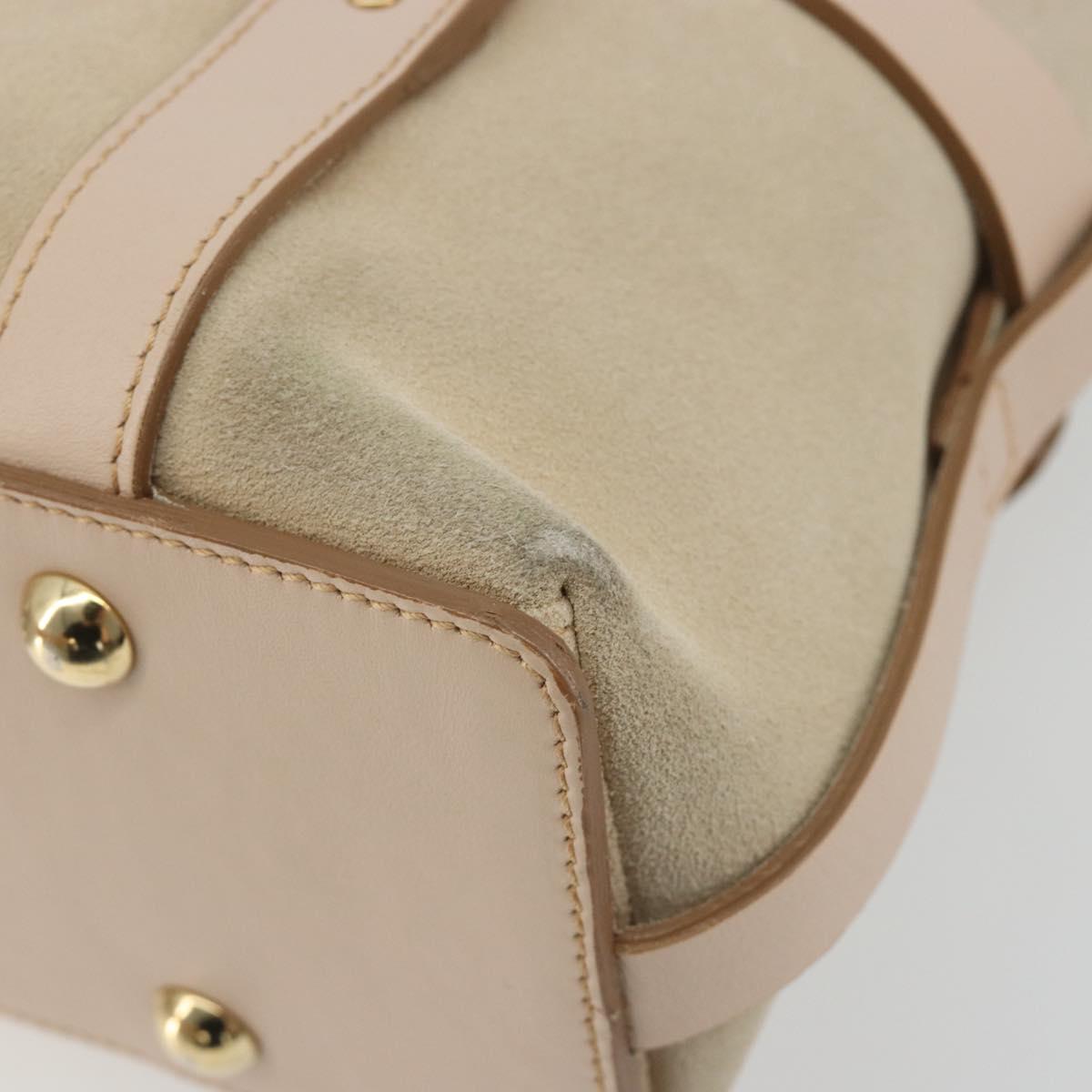 Salvatore Ferragamo Hand Bag Suede 2way Beige Gold Auth BA13787A