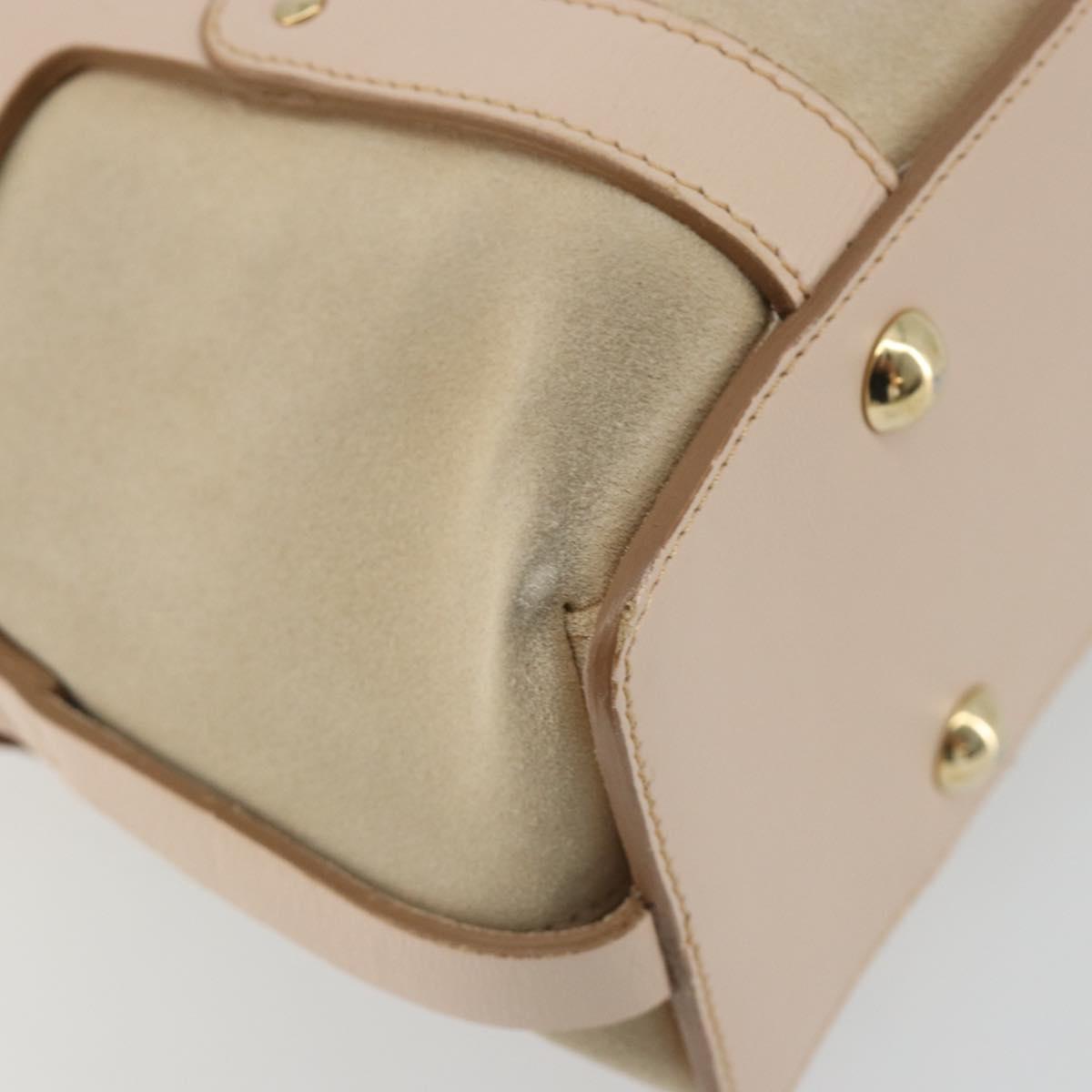 Salvatore Ferragamo Hand Bag Suede 2way Beige Gold Auth BA13787A