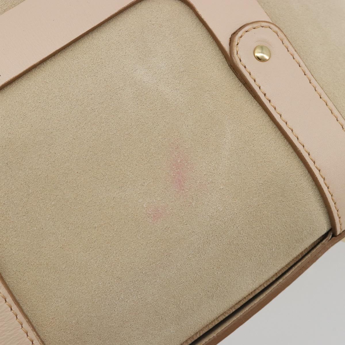 Salvatore Ferragamo Hand Bag Suede 2way Beige Gold Auth BA13787A