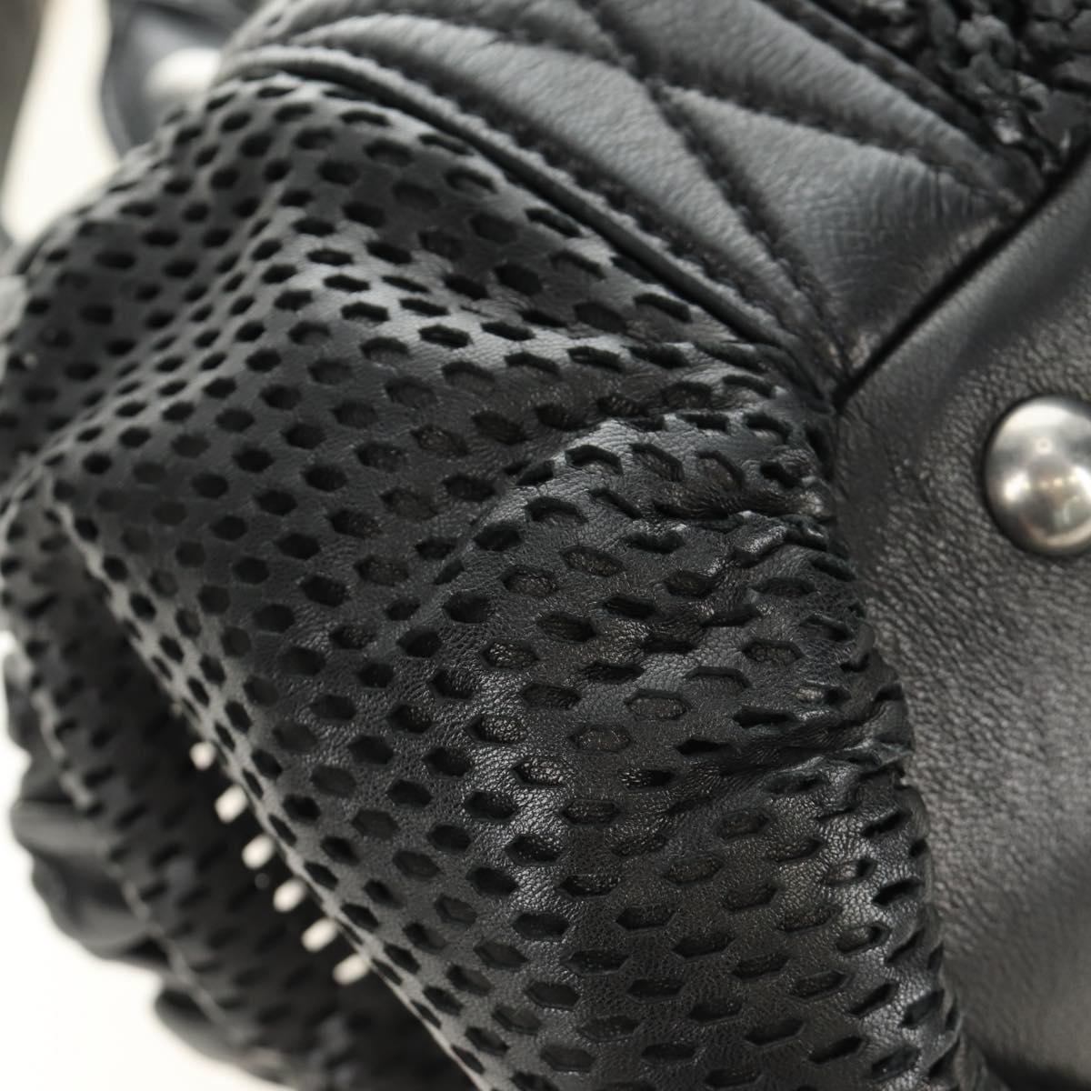 Miu Miu Hand Bag Leather 2way Black Silver Auth BA13790V