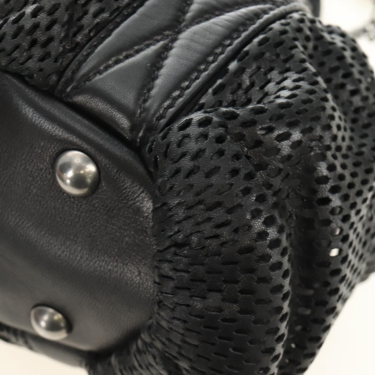 Miu Miu Hand Bag Leather 2way Black Silver Auth BA13790V