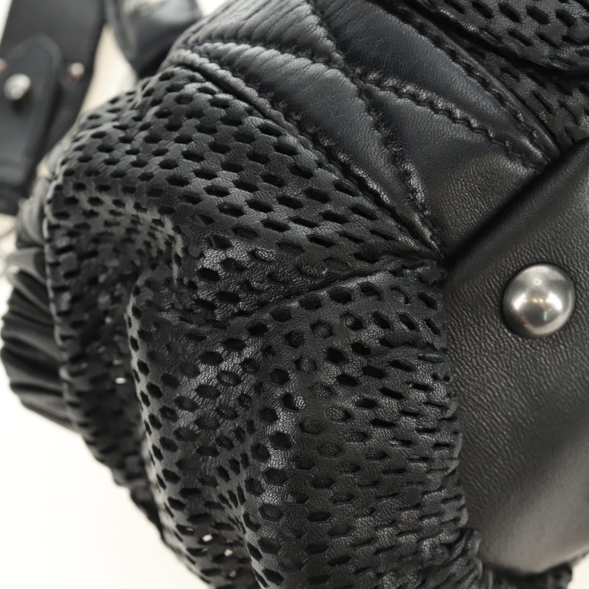 Miu Miu Hand Bag Leather 2way Black Silver Auth BA13790V