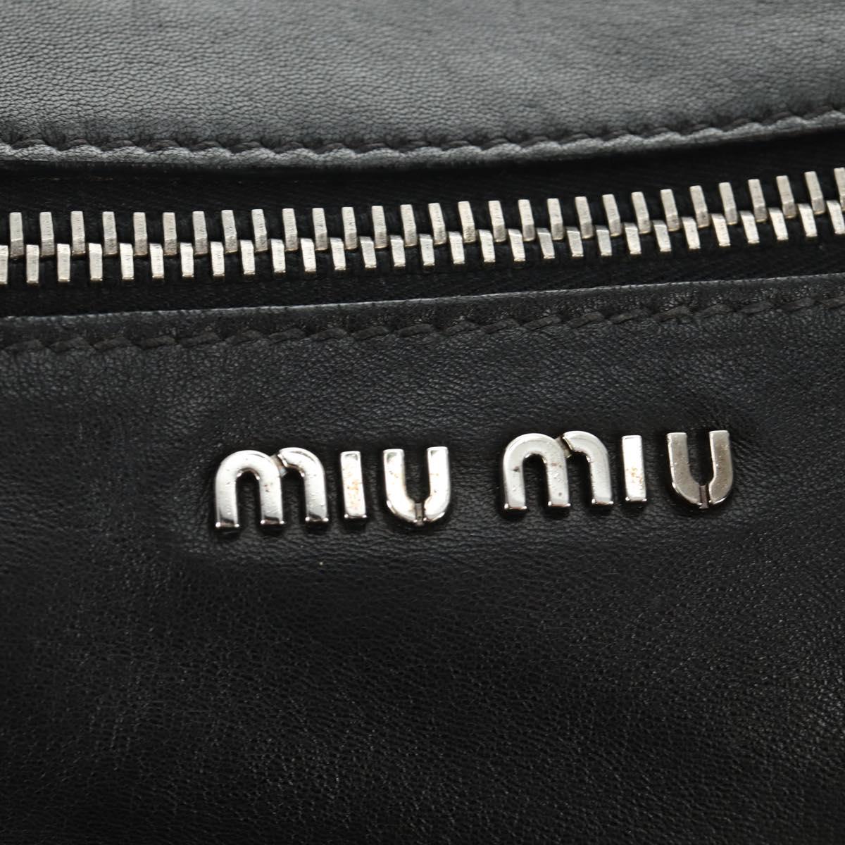 Miu Miu Hand Bag Leather 2way Black Silver Auth BA13790V