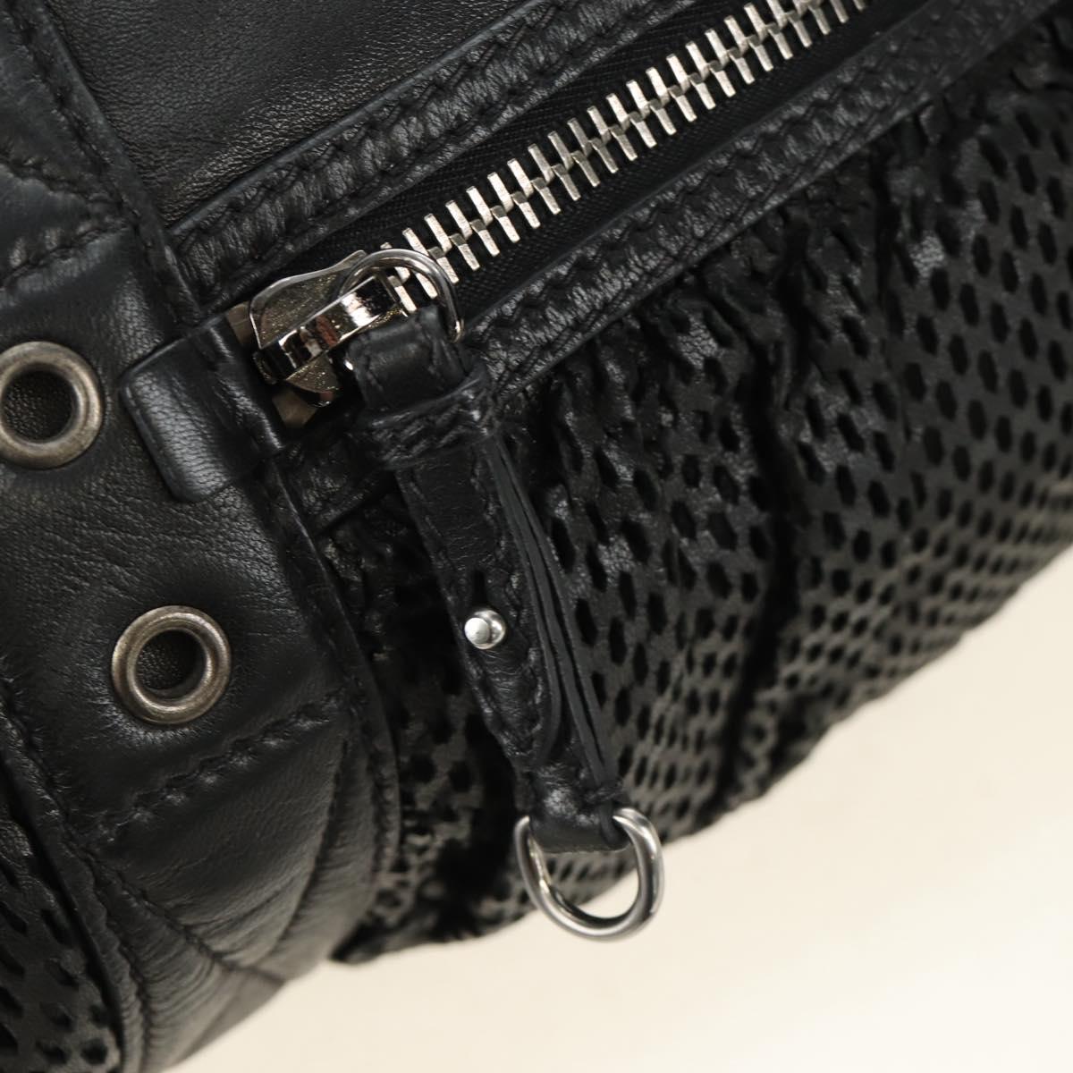 Miu Miu Hand Bag Leather 2way Black Silver Auth BA13790V