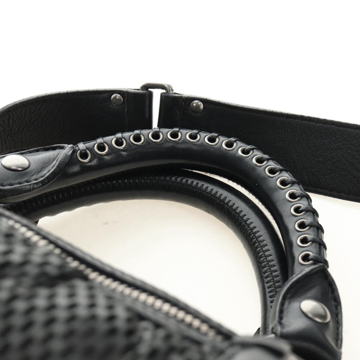 Miu Miu Hand Bag Leather 2way Black Silver Auth BA13790V