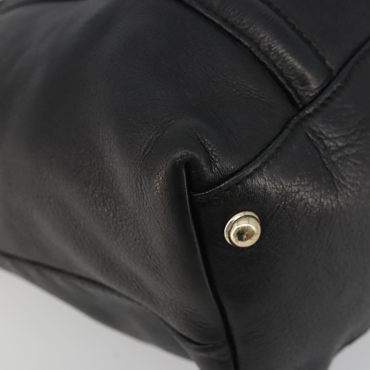 GUCCI Newbrit Tote Bag Leather Black Gold 162094 Auth BA13791V