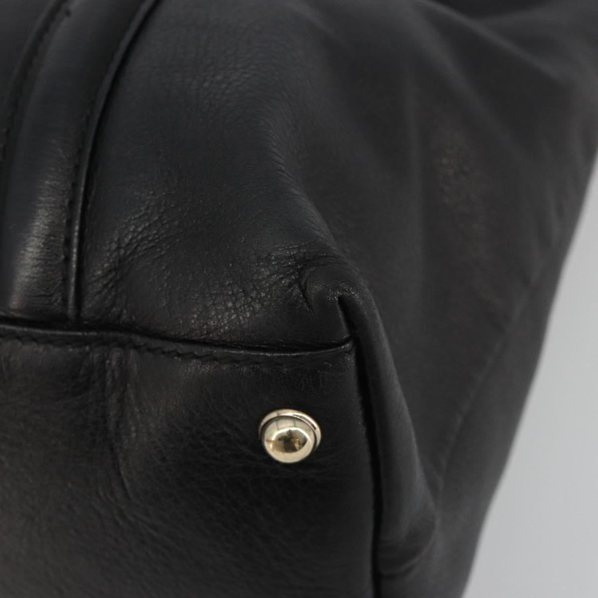 GUCCI Newbrit Tote Bag Leather Black Gold 162094 Auth BA13791V