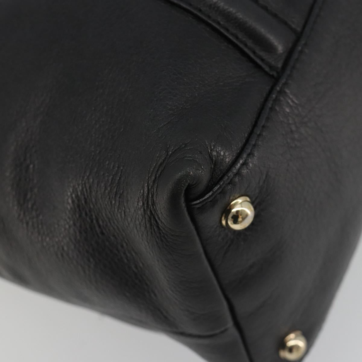 GUCCI Newbrit Tote Bag Leather Black Gold 162094 Auth BA13791V