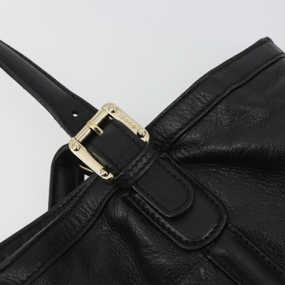 GUCCI Newbrit Tote Bag Leather Black Gold 162094 Auth BA13791V