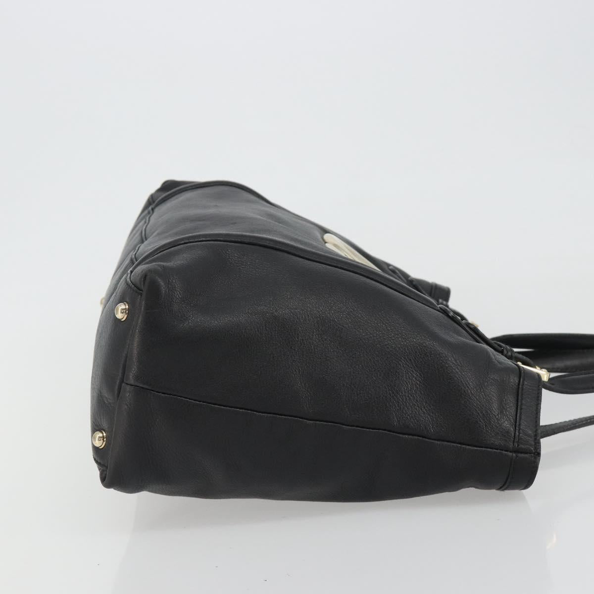 GUCCI Newbrit Tote Bag Leather Black Gold 162094 Auth BA13791V