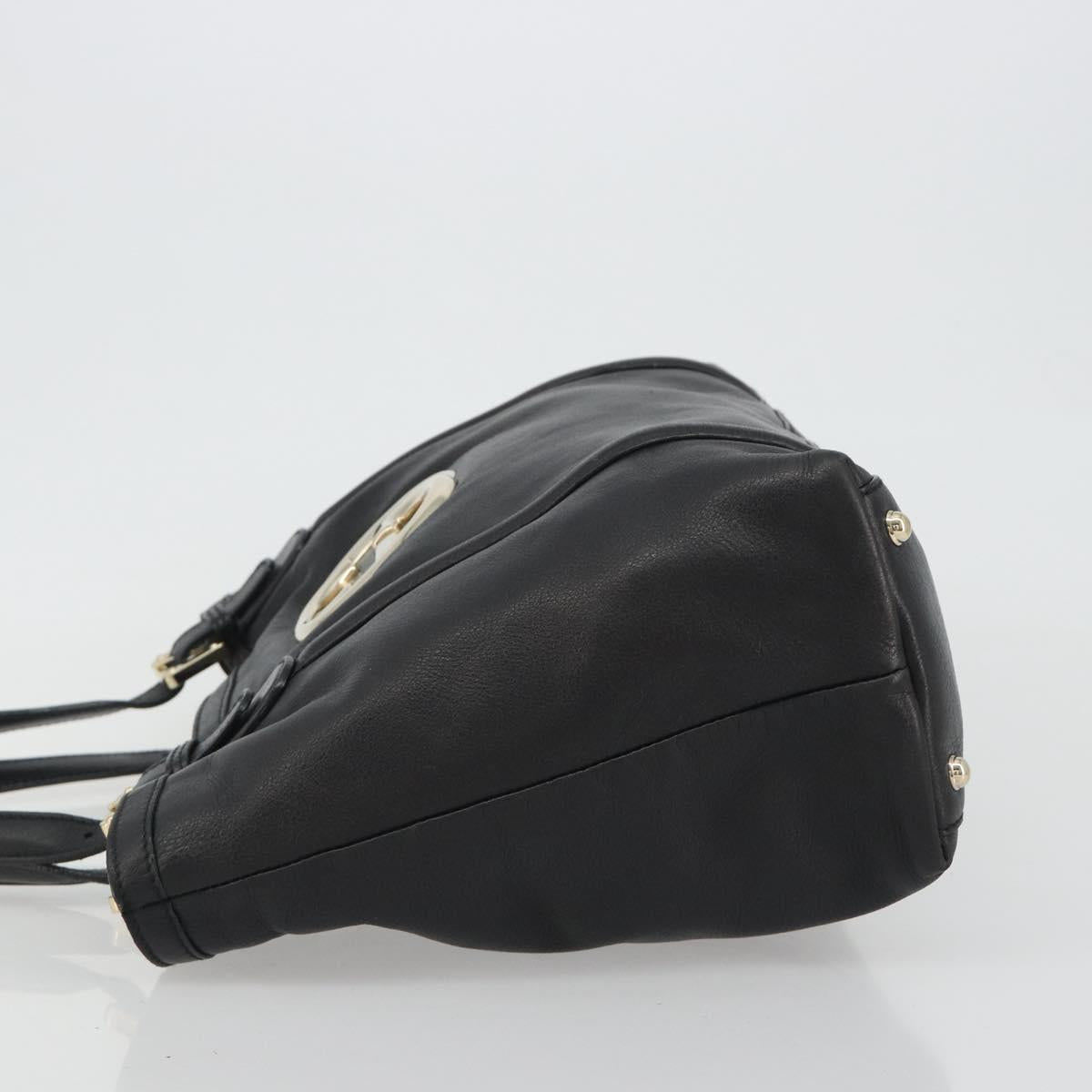 GUCCI Newbrit Tote Bag Leather Black Gold 162094 Auth BA13791V