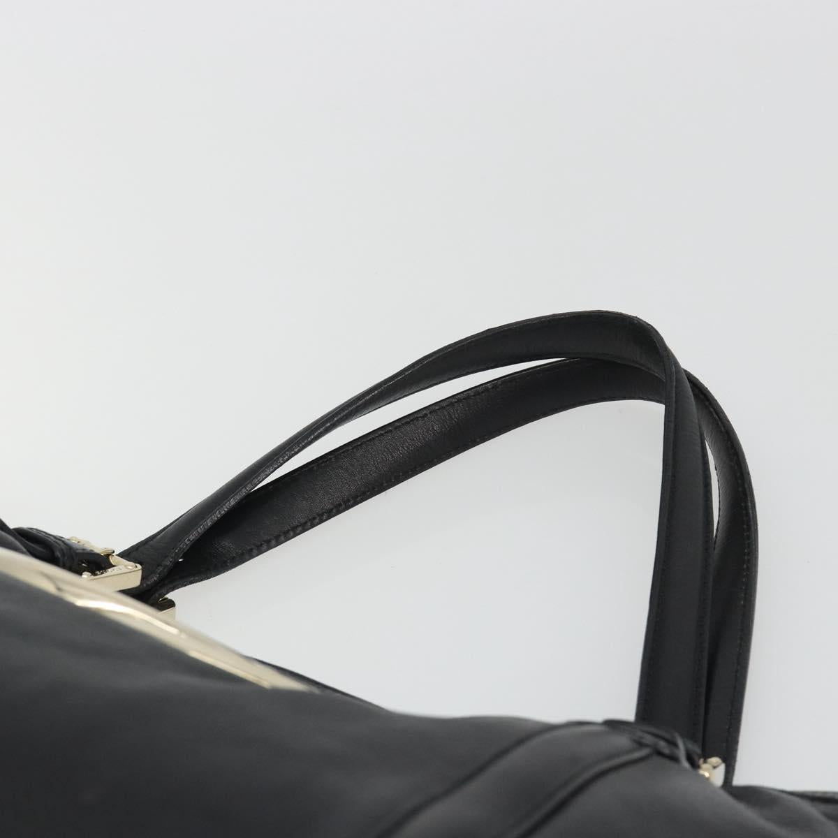 GUCCI Newbrit Tote Bag Leather Black Gold 162094 Auth BA13791V