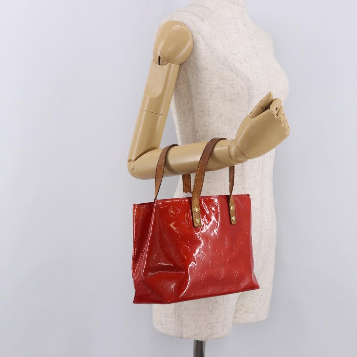 LOUIS VUITTON Monogram Vernis Reade PM Hand Bag Red Rouge M91088 LV Auth BA13792