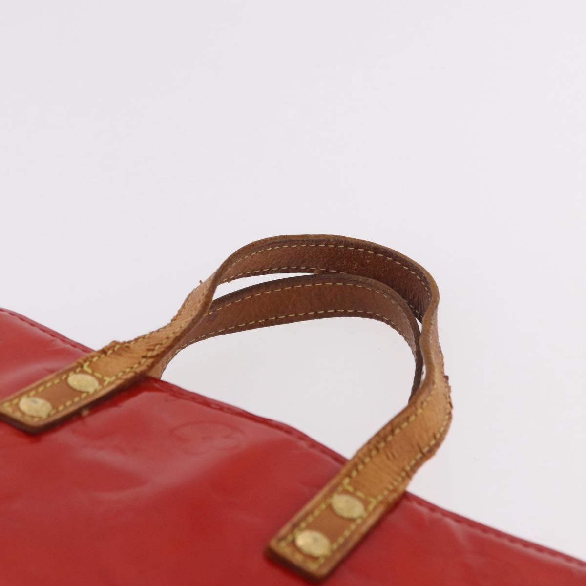 LOUIS VUITTON Monogram Vernis Reade PM Hand Bag Red Rouge M91088 LV Auth BA13792