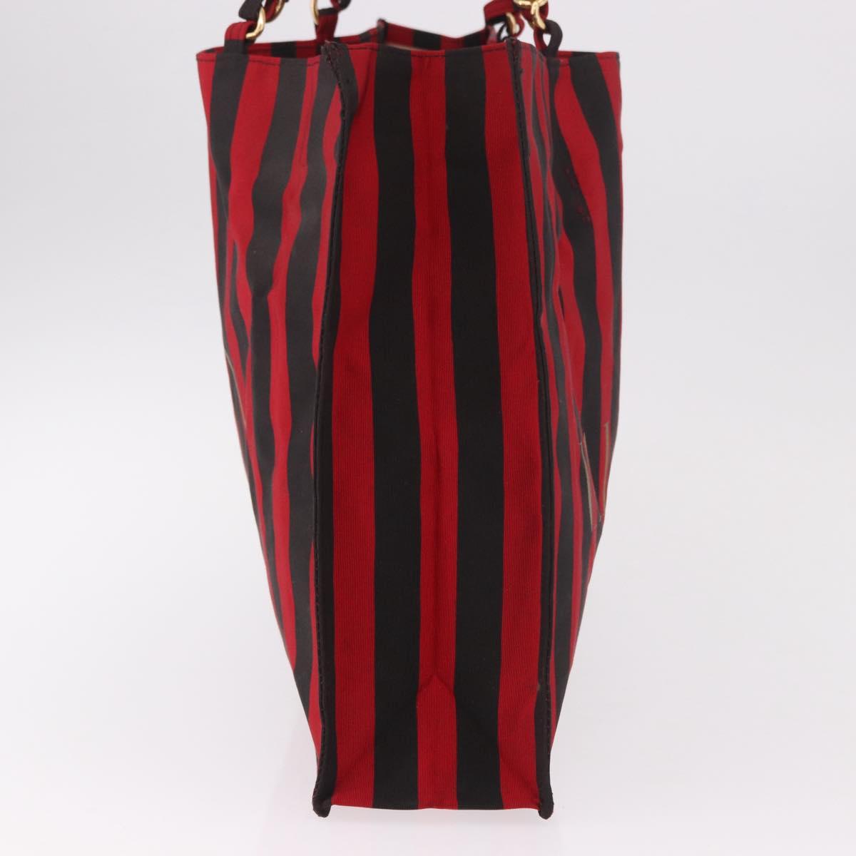 VALENTINO Chain Tote Bag Canvas Red Gold Auth BA13793A