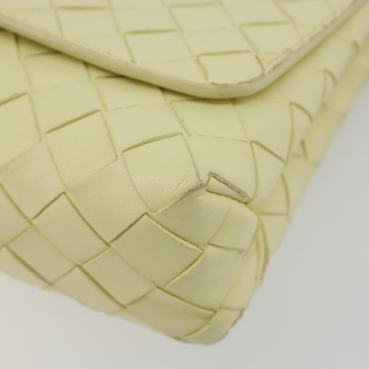BOTTEGA VENETA INTRECCIATO Shoulder Bag Leather Cream Gold Auth BA13794V