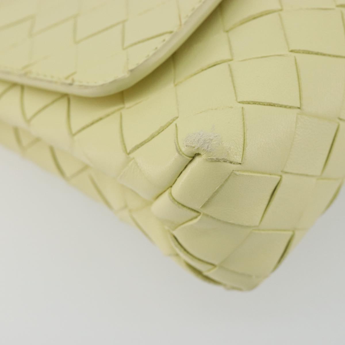 BOTTEGA VENETA INTRECCIATO Shoulder Bag Leather Cream Gold Auth BA13794V