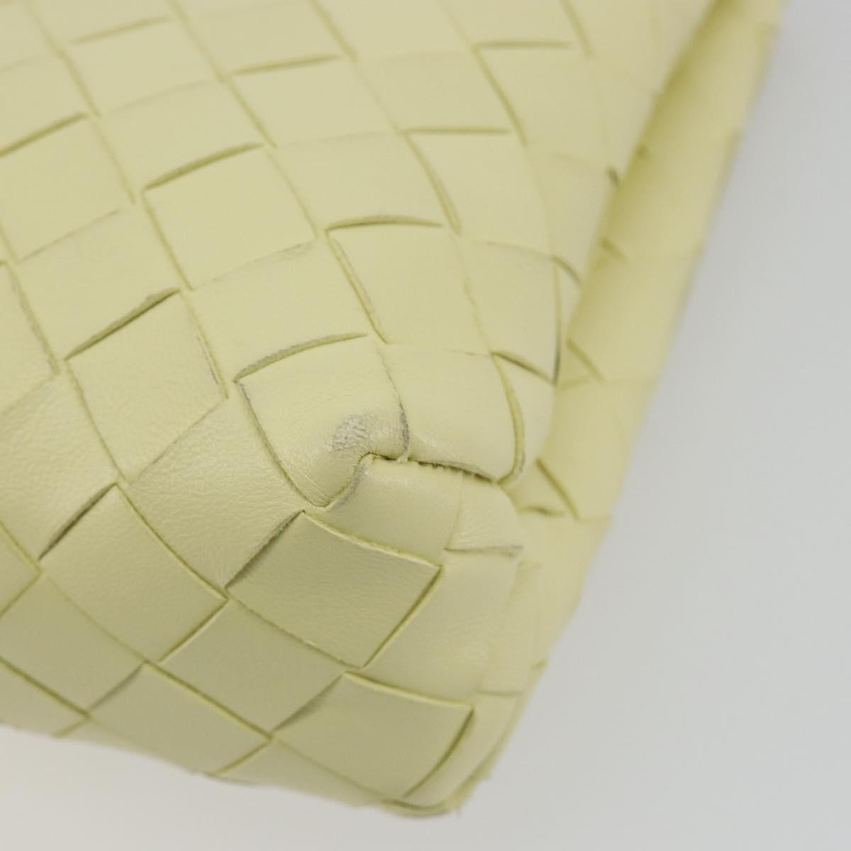 BOTTEGA VENETA INTRECCIATO Shoulder Bag Leather Cream Gold Auth BA13794V