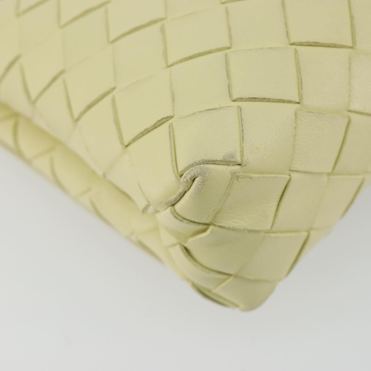 BOTTEGA VENETA INTRECCIATO Shoulder Bag Leather Cream Gold Auth BA13794V