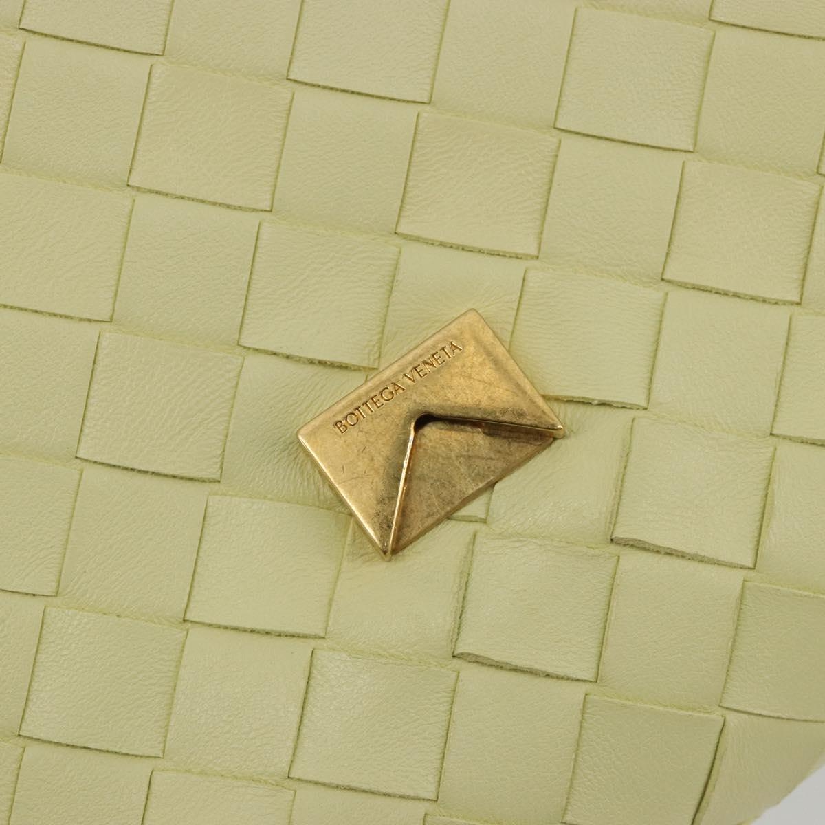 BOTTEGA VENETA INTRECCIATO Shoulder Bag Leather Cream Gold Auth BA13794V