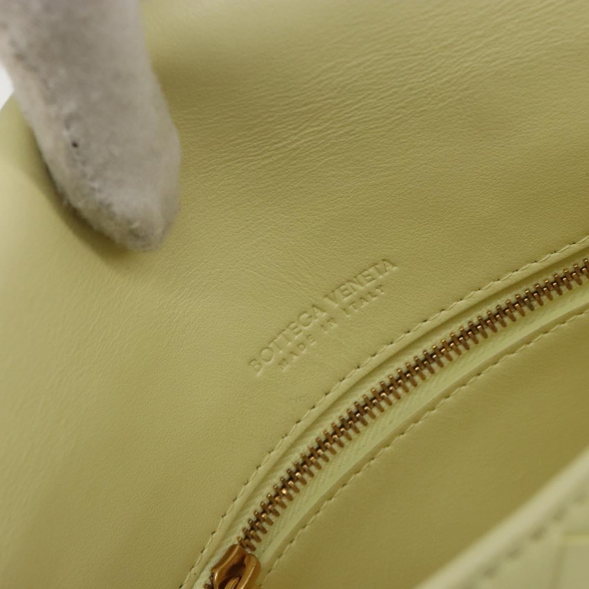BOTTEGA VENETA INTRECCIATO Shoulder Bag Leather Cream Gold Auth BA13794V