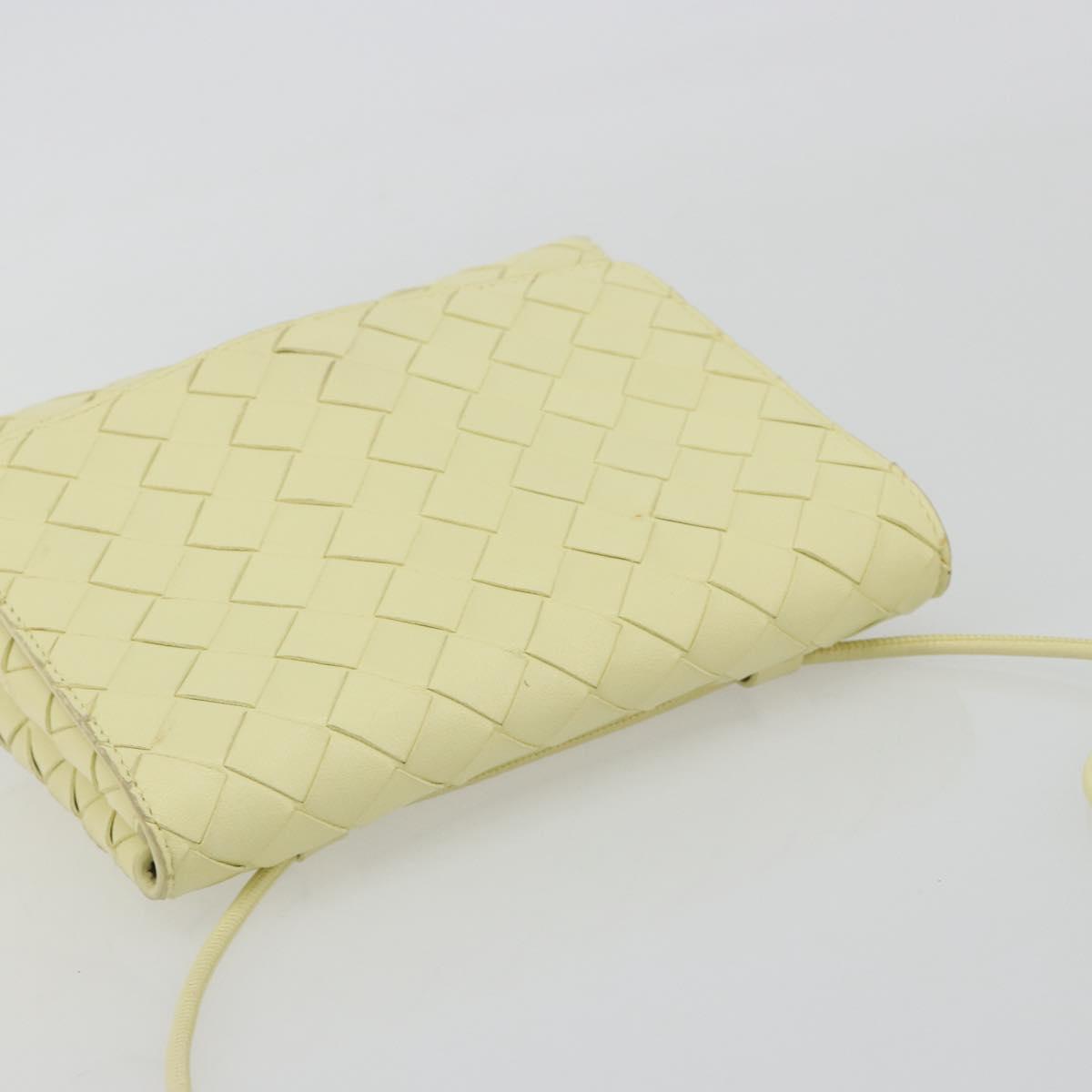 BOTTEGA VENETA INTRECCIATO Shoulder Bag Leather Cream Gold Auth BA13794V