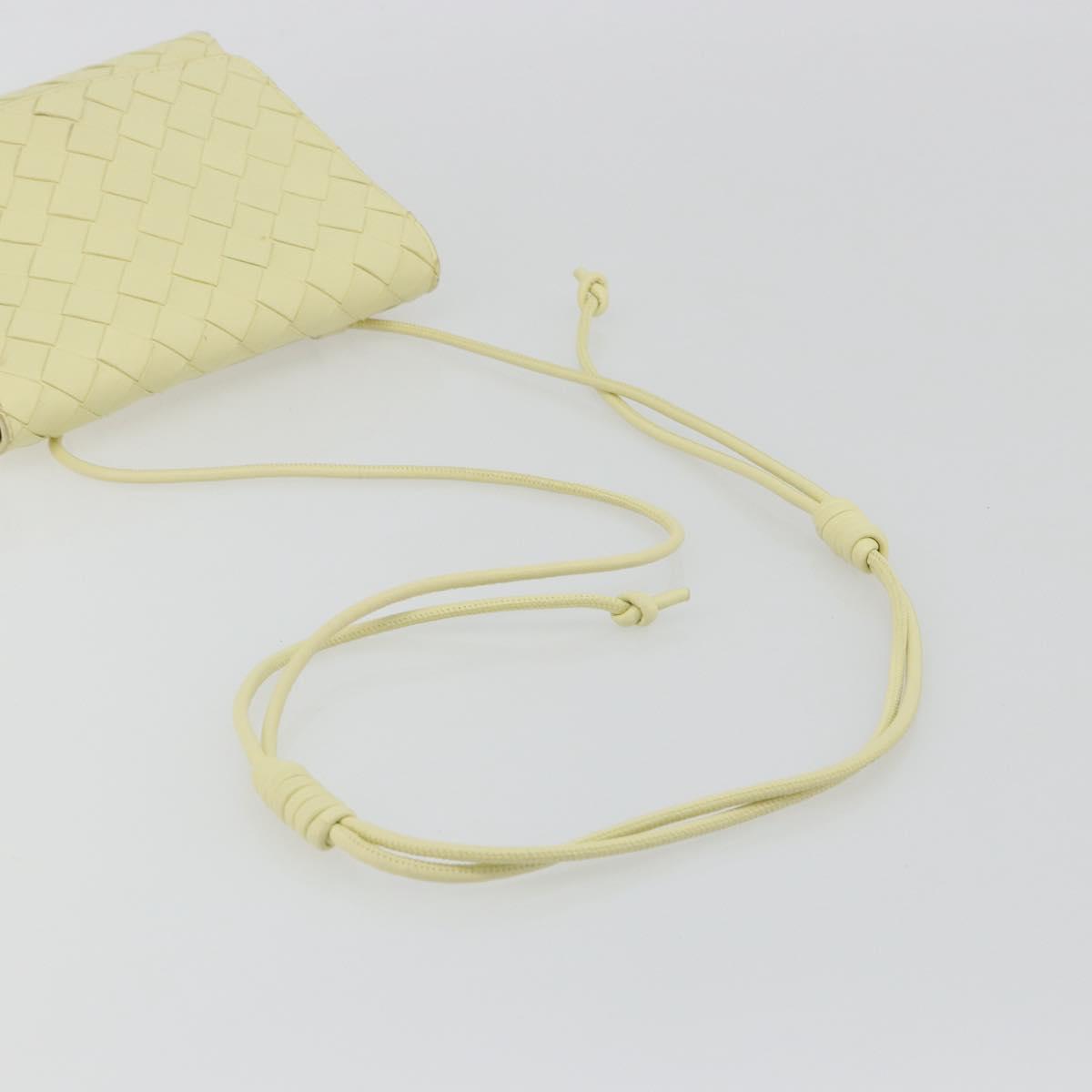 BOTTEGA VENETA INTRECCIATO Shoulder Bag Leather Cream Gold Auth BA13794V