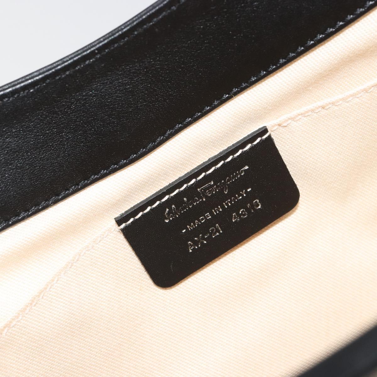 Salvatore Ferragamo Gancini Hand Bag Canvas Beige Silver Auth BA13795A