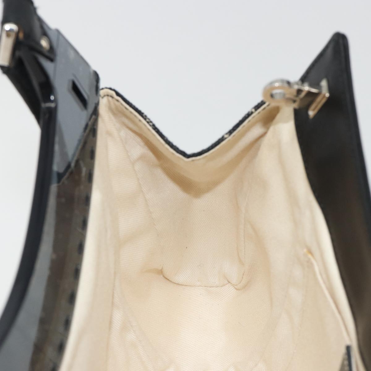 Salvatore Ferragamo Gancini Hand Bag Canvas Beige Silver Auth BA13795A
