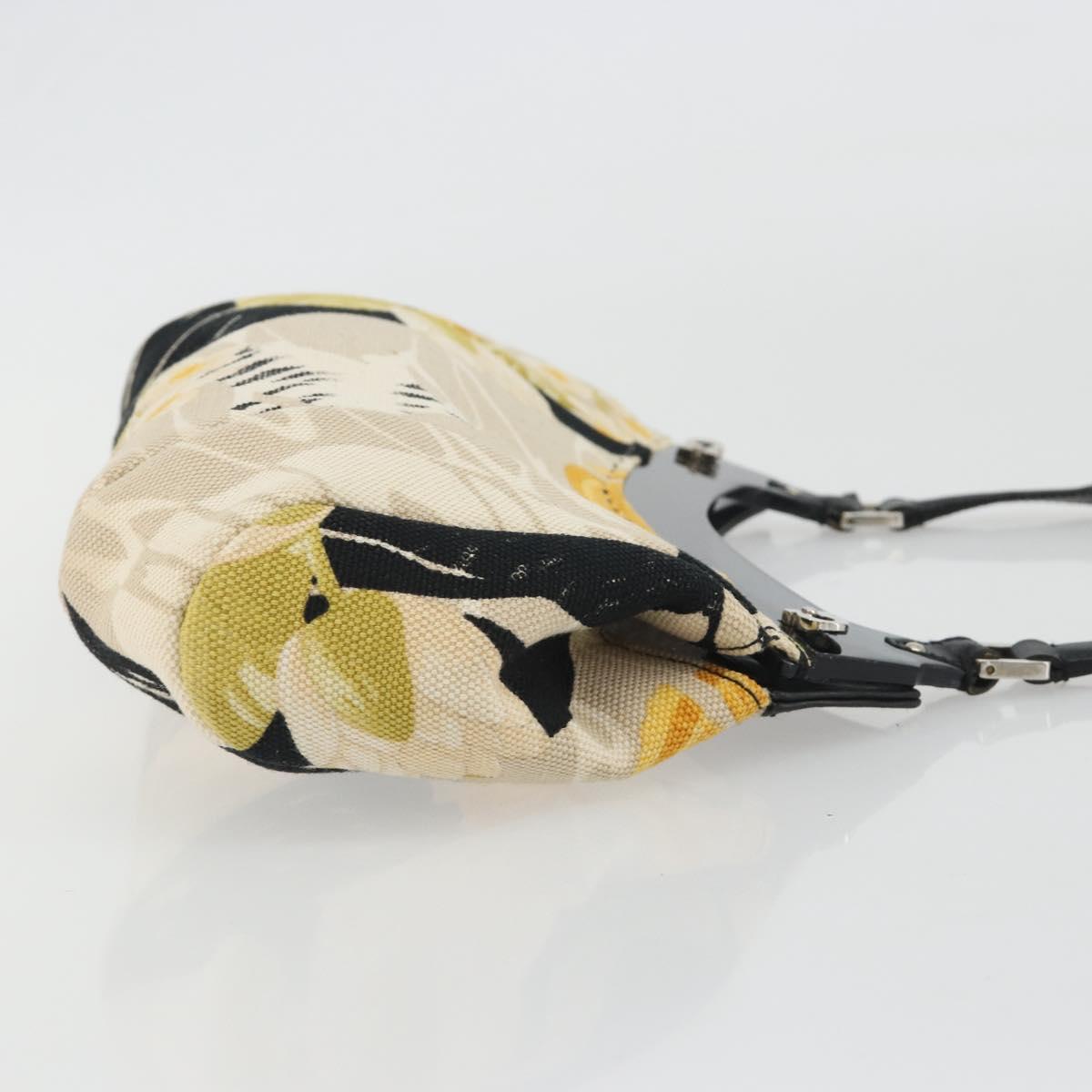 Salvatore Ferragamo Gancini Hand Bag Canvas Beige Silver Auth BA13795A