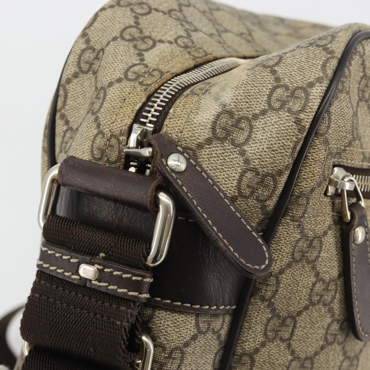 GUCCI GG Supreme Shoulder Bag PVC Beige Gold 211107 Auth BA13796A