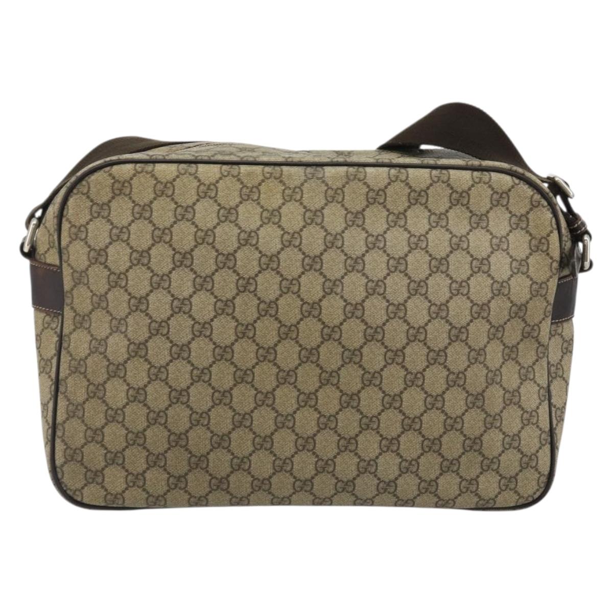 GUCCI GG Supreme Shoulder Bag PVC Beige Gold 211107 Auth BA13796A