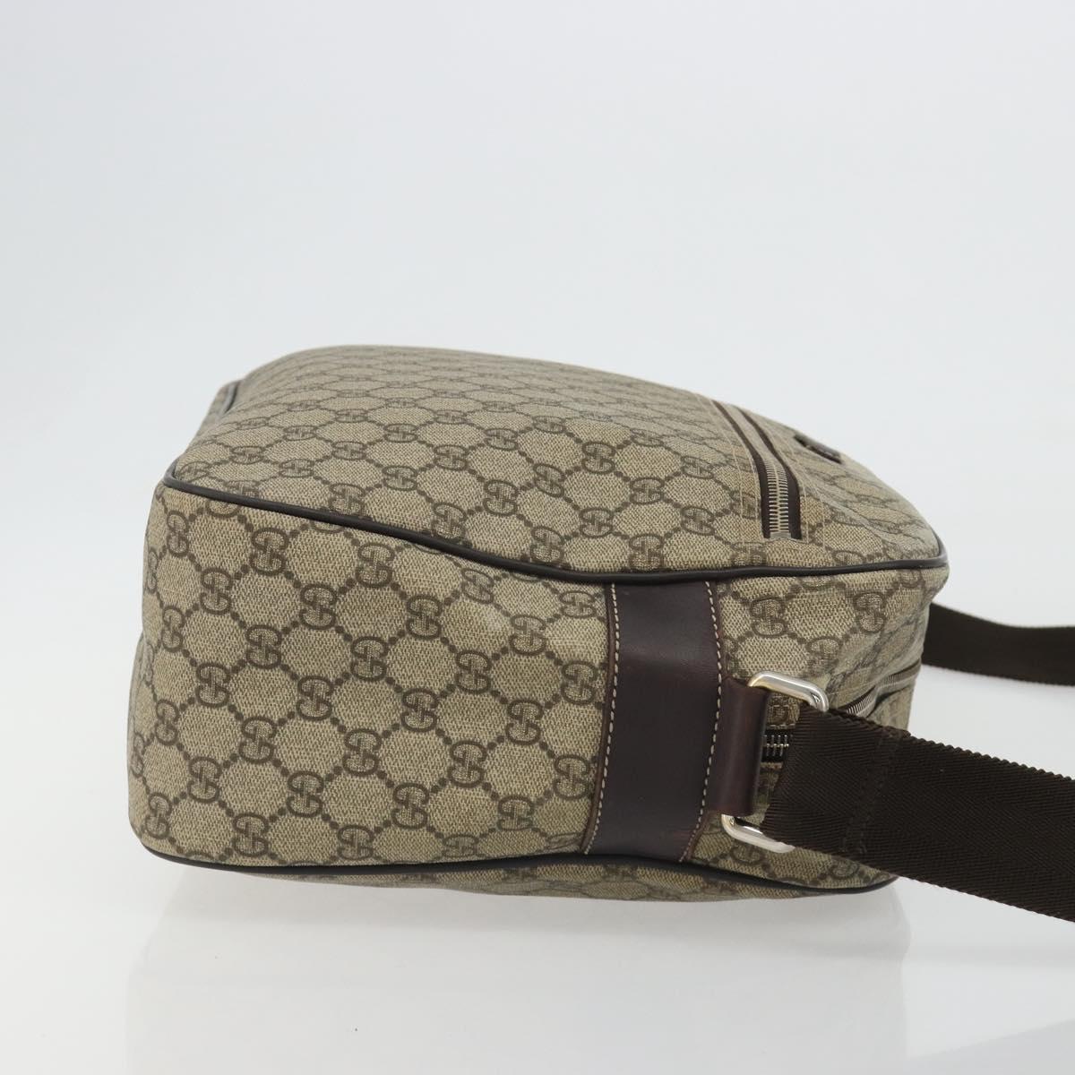 GUCCI GG Supreme Shoulder Bag PVC Beige Gold 211107 Auth BA13796A