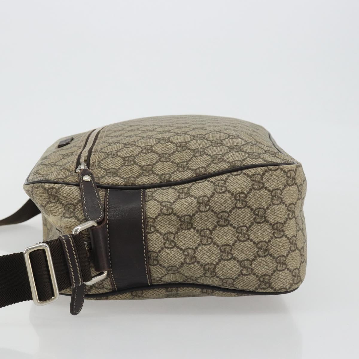 GUCCI GG Supreme Shoulder Bag PVC Beige Gold 211107 Auth BA13796A
