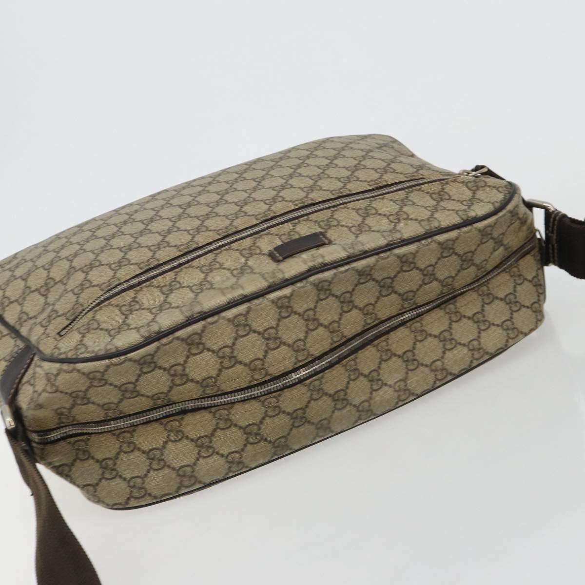 GUCCI GG Supreme Shoulder Bag PVC Beige Gold 211107 Auth BA13796A