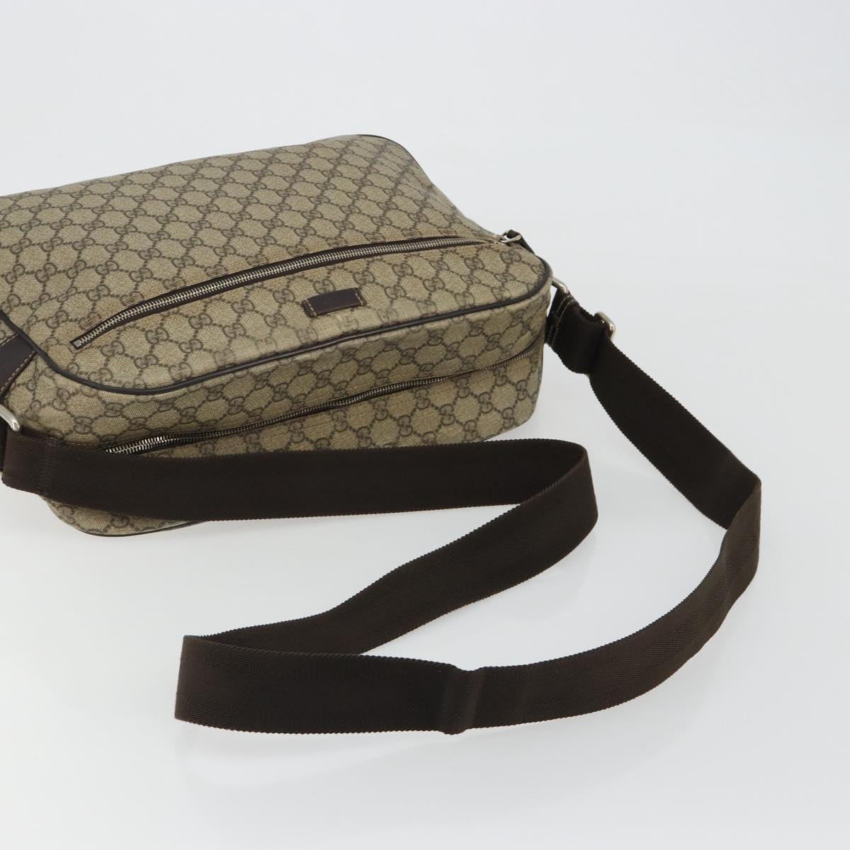 GUCCI GG Supreme Shoulder Bag PVC Beige Gold 211107 Auth BA13796A