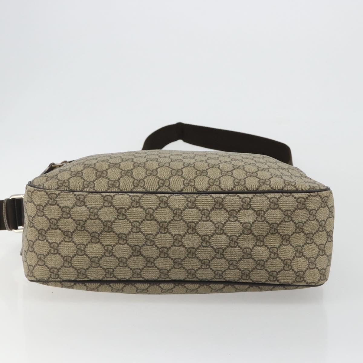 GUCCI GG Supreme Shoulder Bag PVC Beige Gold 211107 Auth BA13796A