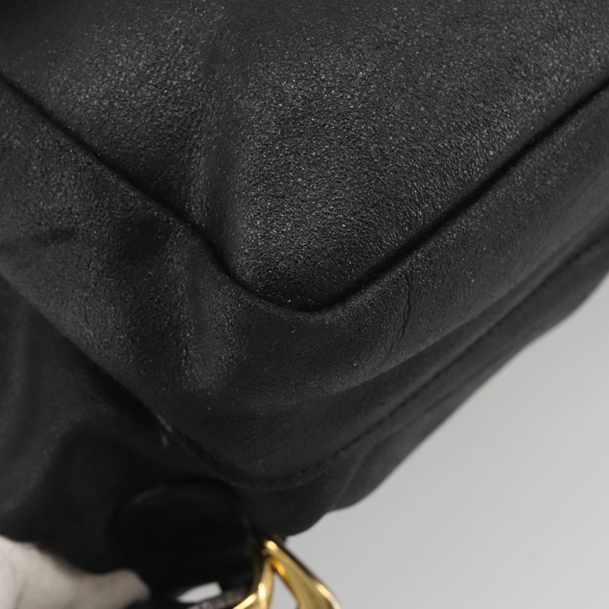 Gianni Versace Backpack Leather Black Gold Auth BA13798