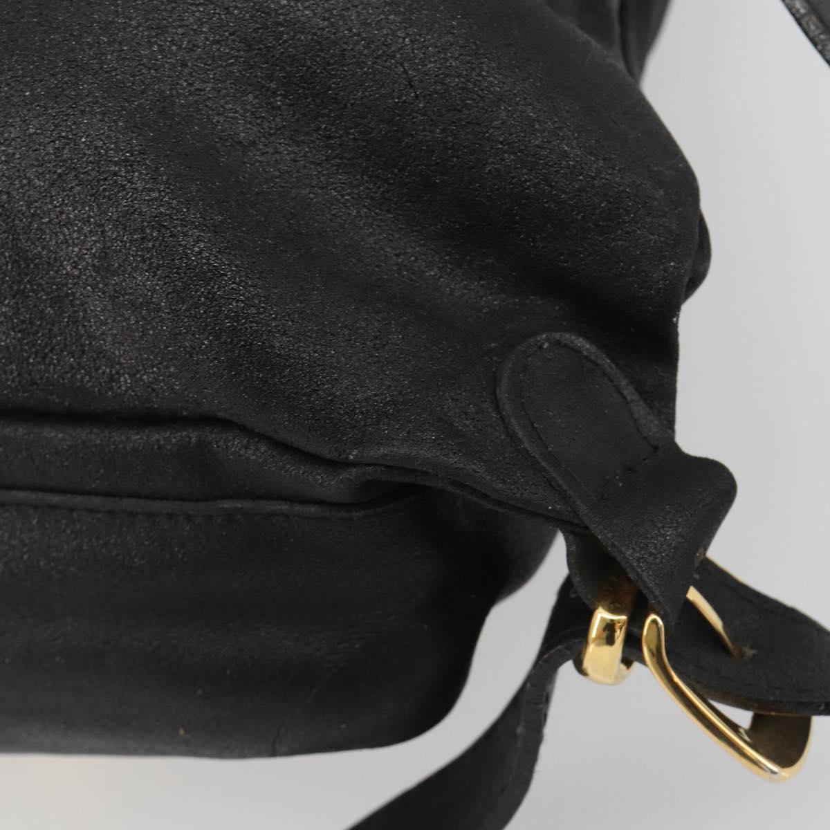 Gianni Versace Backpack Leather Black Gold Auth BA13798