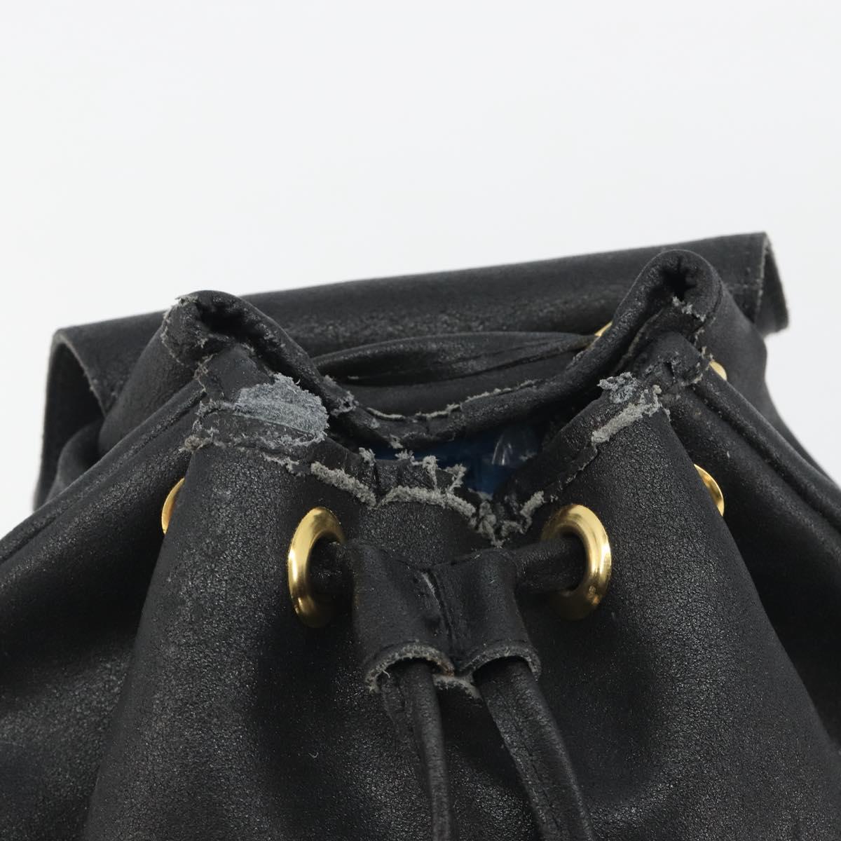 Gianni Versace Backpack Leather Black Gold Auth BA13798