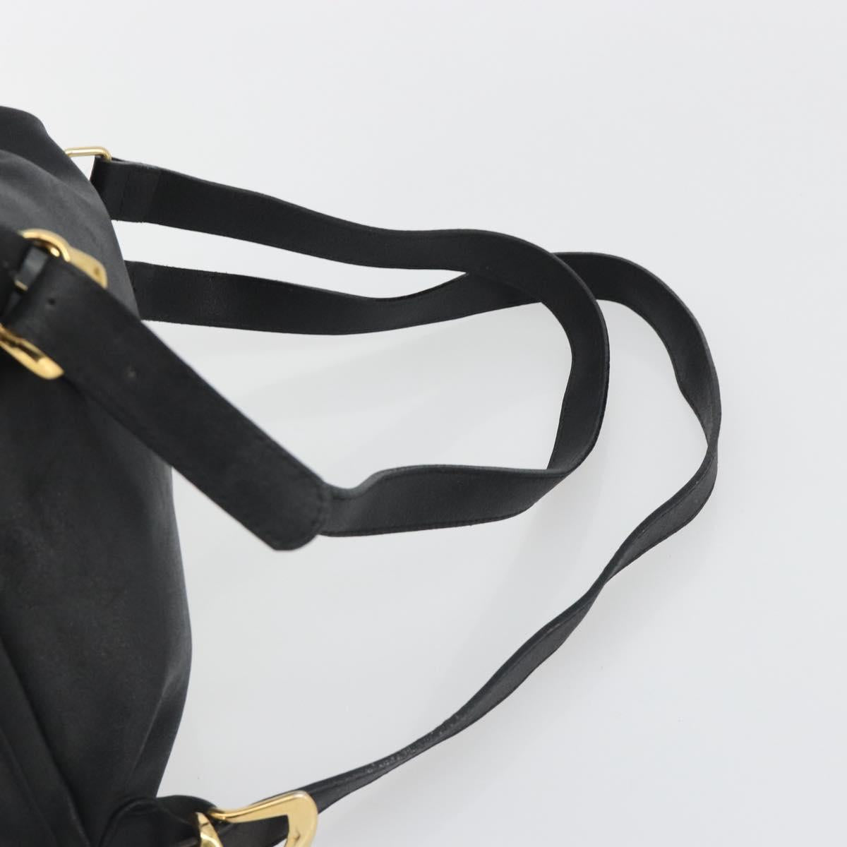 Gianni Versace Backpack Leather Black Gold Auth BA13798