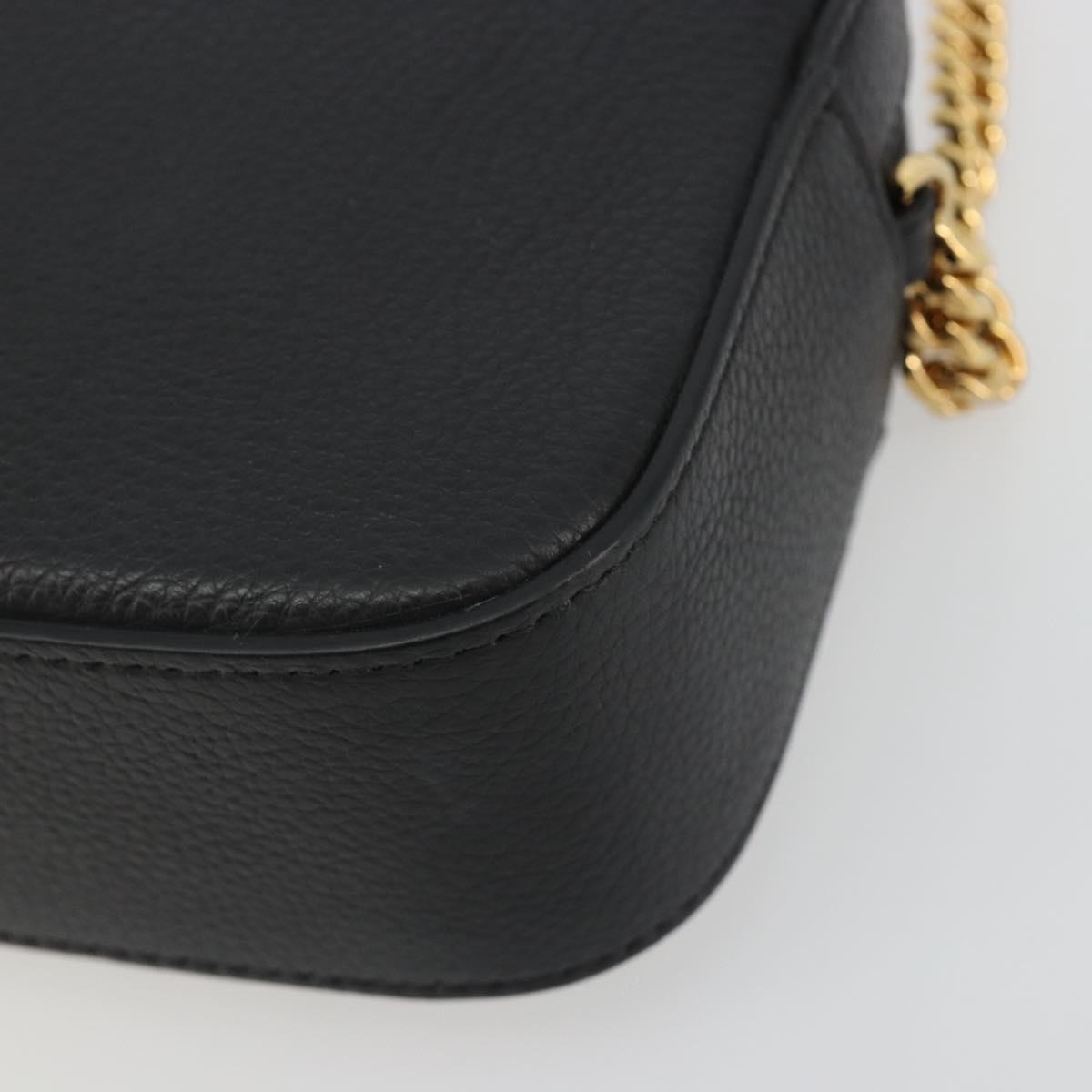 VERSACE Shoulder Bag Leather Black Gold Auth BA13799V