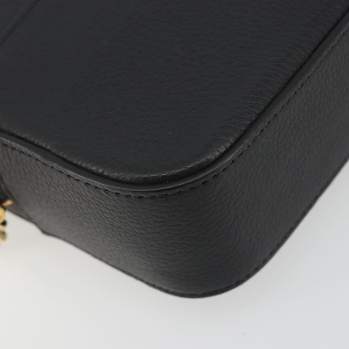 VERSACE Shoulder Bag Leather Black Gold Auth BA13799V