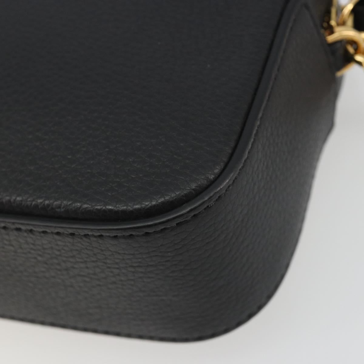 VERSACE Shoulder Bag Leather Black Gold Auth BA13799V