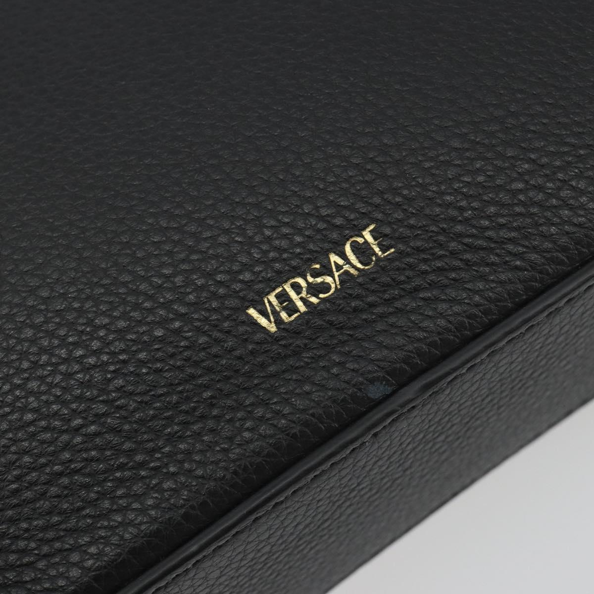 VERSACE Shoulder Bag Leather Black Gold Auth BA13799V