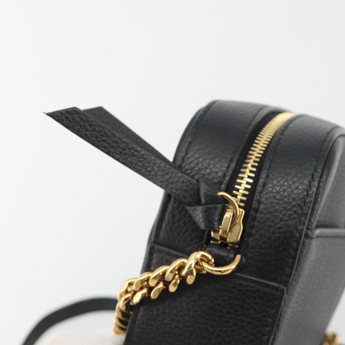 VERSACE Shoulder Bag Leather Black Gold Auth BA13799V