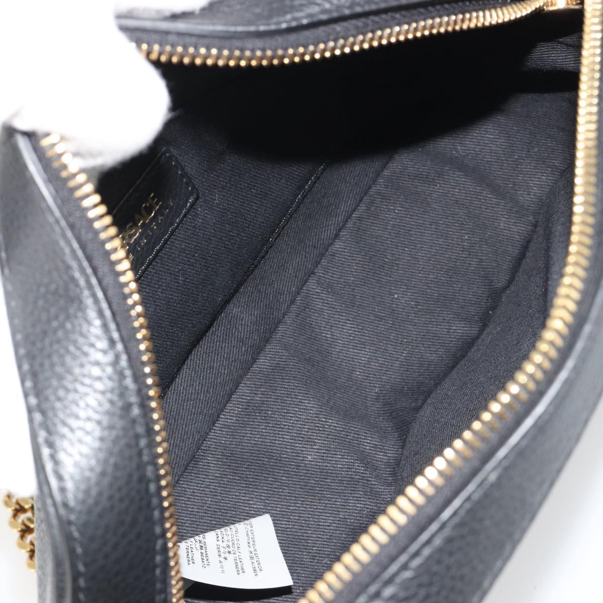 VERSACE Shoulder Bag Leather Black Gold Auth BA13799V