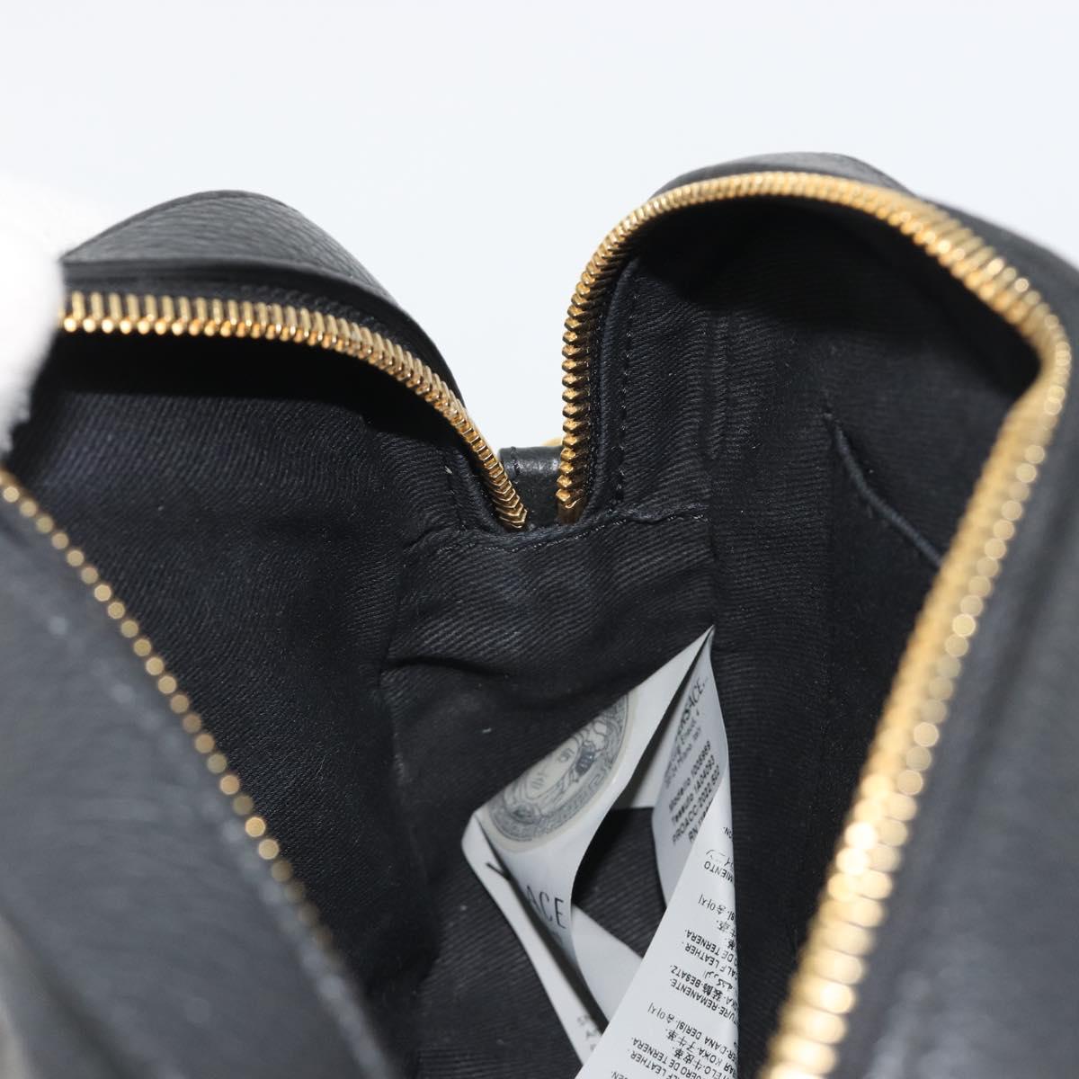 VERSACE Shoulder Bag Leather Black Gold Auth BA13799V