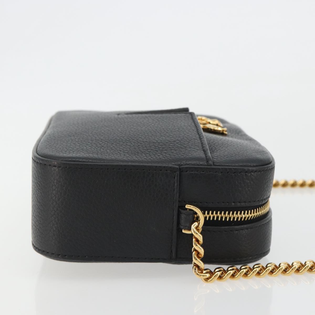 VERSACE Shoulder Bag Leather Black Gold Auth BA13799V