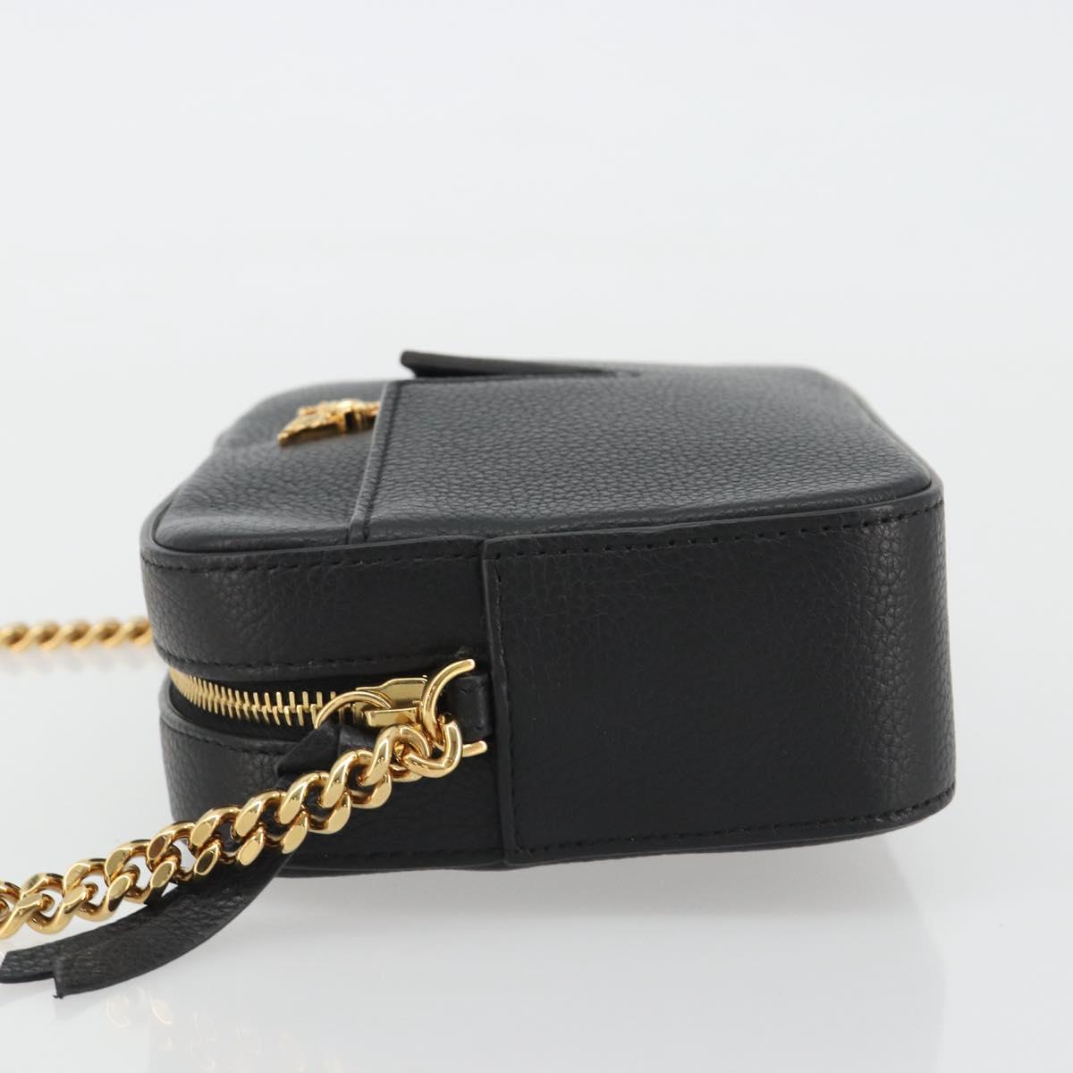 VERSACE Shoulder Bag Leather Black Gold Auth BA13799V